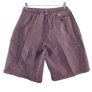 Vtg Nike Shorts Mens M Brown Red Check Drawstring Elastic Waist (24-32 x9.5)